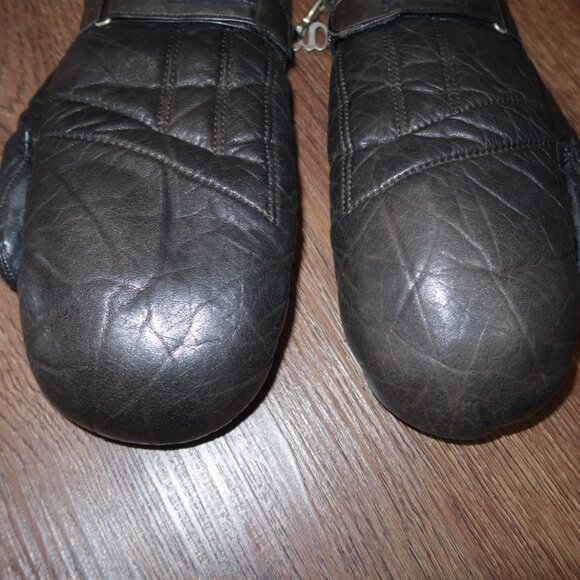 Vintage Womens Grandoe Black Leather Plush Warm Snow Mittens Gloves sz Medium M - Picture 2 of 5